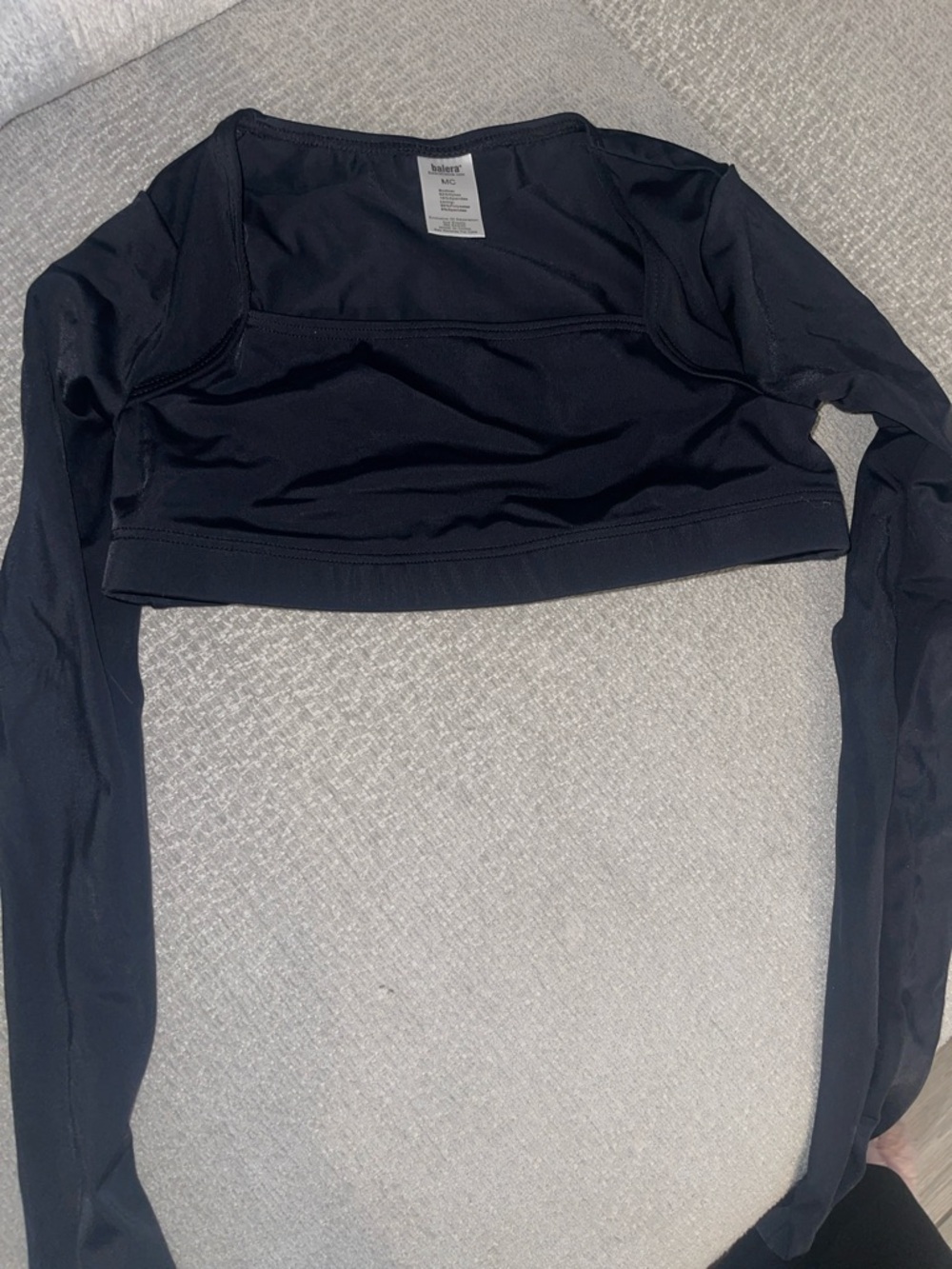Weissman Black Long Sleeve Crop Top - Square Neck child medium
